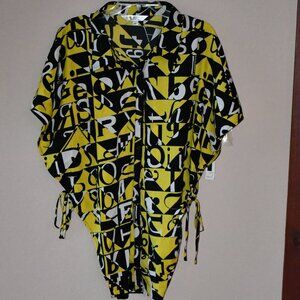 Live 4 Truth Plus Multicolor Geometric Abstract Button Up Blouse/Shawl Size 3X